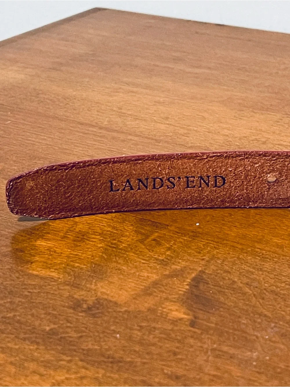 Lands' End Burgundy 100% Leather Dress Belt Gold Buckle Office Career Women L